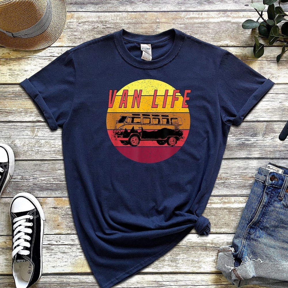 Van Life Vintage Camp Lover Camping Camping Heart Cute Hiking Shirt